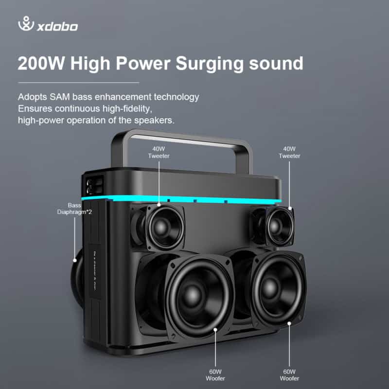 Loa Di động Bluetooth Karaoke Xdobo Truth – Công Suất 200w Tặng Kèm 2 Micro