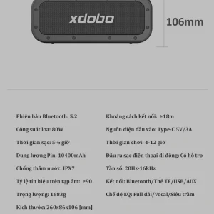 Loa di động bluetooth Xdobo Wake 1983 Plus Công Suất 80W